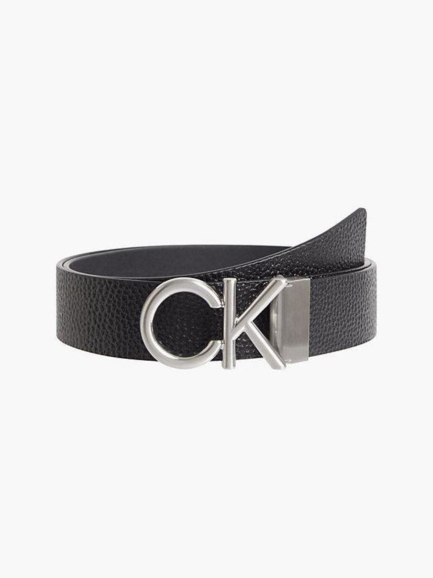 Calvin Klein USA Leather Logo Mens Belt Black 9543712-FZ